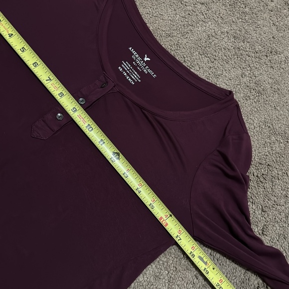 American Eagle Sz Xs Long Sleeve Tissue Tee-Purple-3 Button Front-Viscose-EUC - Picture 14 of 15